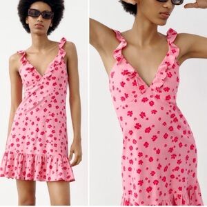 ZARA Floral Ruffle Mini Dress
